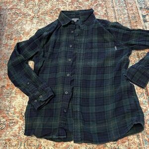 Eddie Bauer Dark Green and Navy Plaid Shirt